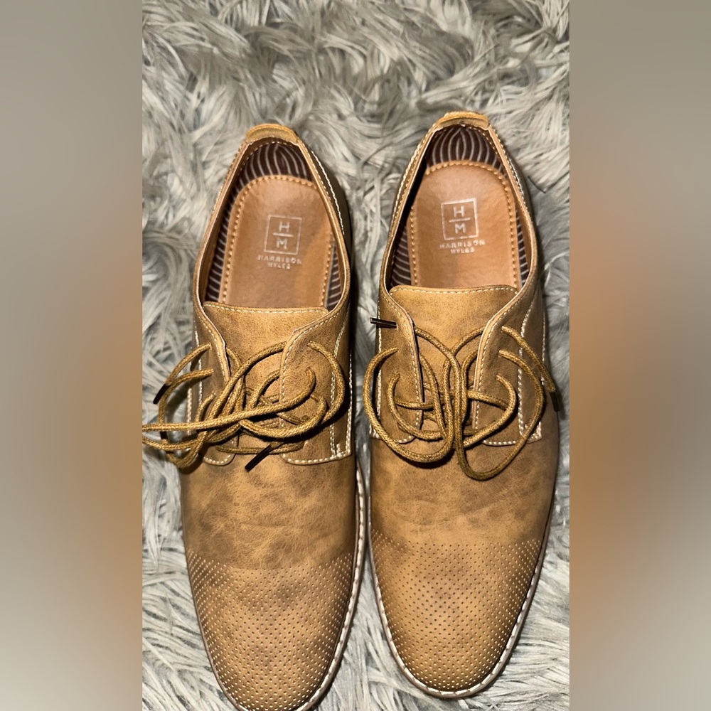 Harrison Myles Tan Suede Oxfords Classic Design